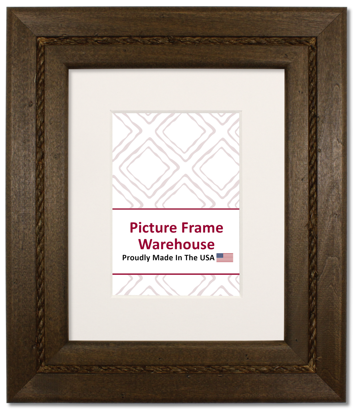 791-111 - Distressed Walnut With Jute Rope, 2 ¼", Solid Wood Ready-Made Frame