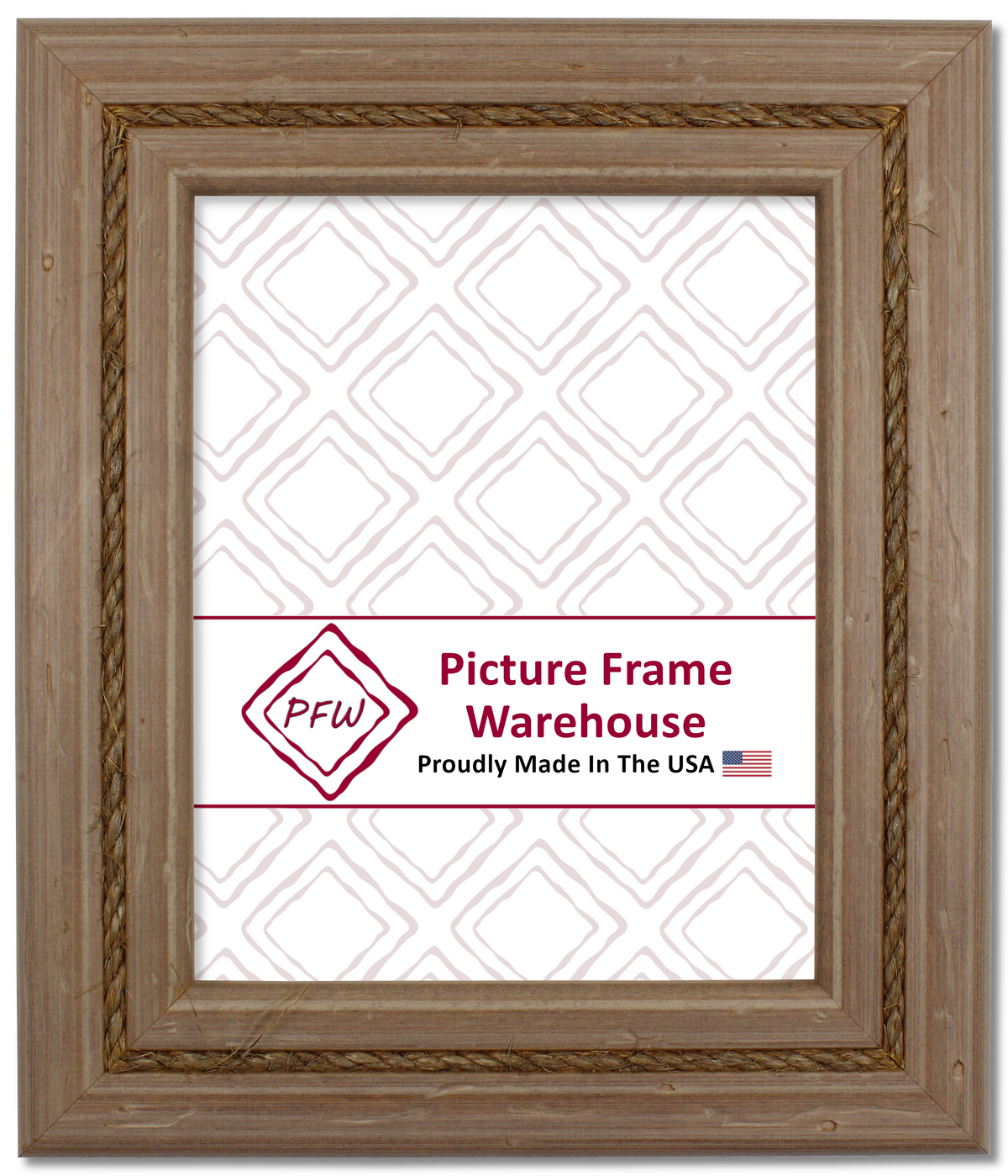 791-419 - Distressed Wash With Jute Rope, 2 ¼", Solid Wood Ready-Made Frame