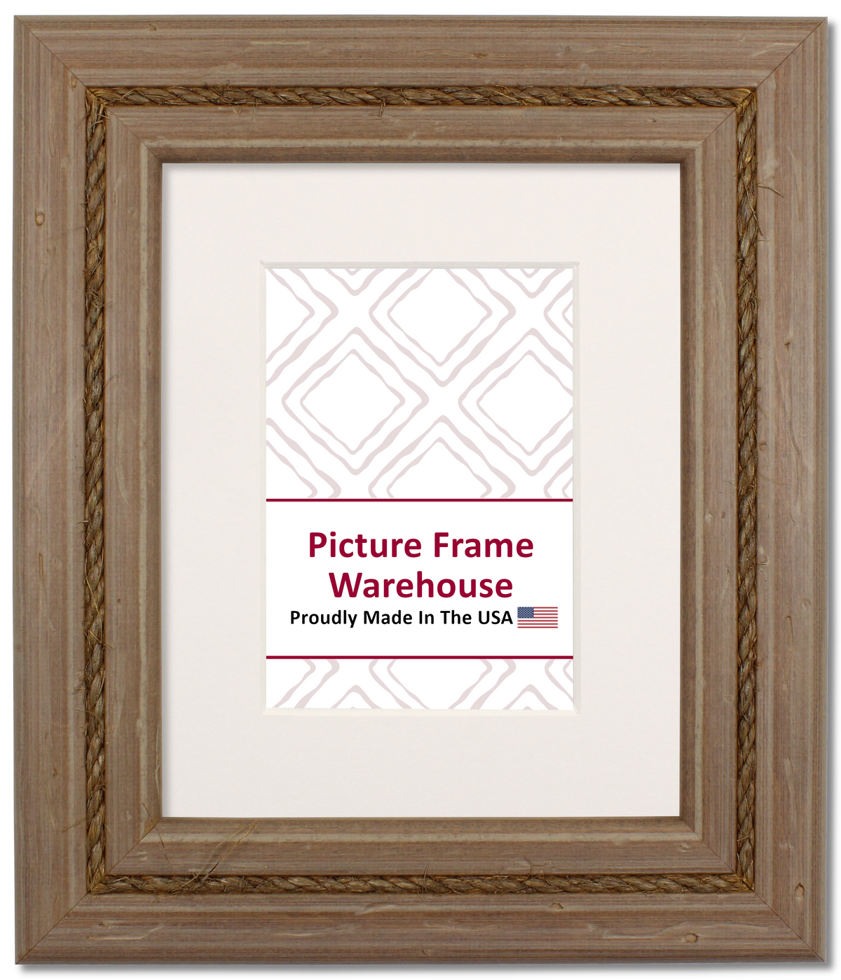 791-419 - Distressed Wash With Jute Rope, 2 ¼", Solid Wood Ready-Made Frame