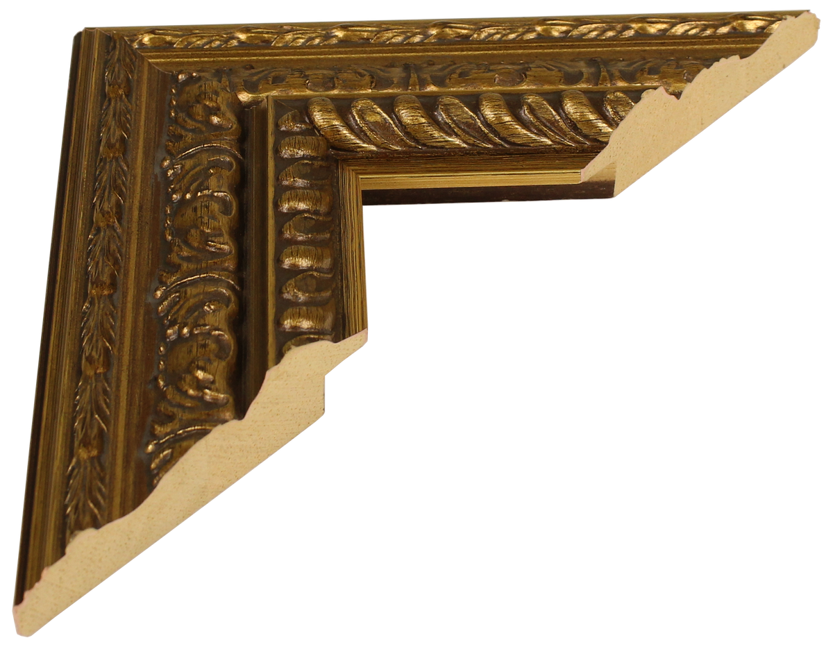 916644 - Embossed Gold, 2 ¼", Solid Wood Moulding
